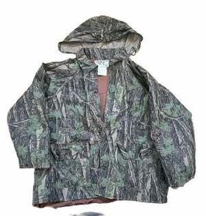 Vintage Duck Bay Tree Bark Camo PVC Waterproof Rain Jacket with Hood